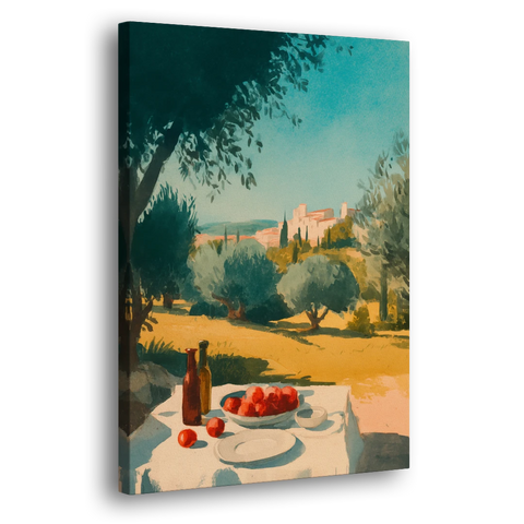 Italian Countryside Painting with a Picnic Table - Canvas Wall Art - Side
