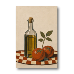 Italian Kitchen Decor with Olive Oil and Tomatoes - Canvas Wall Art - Front