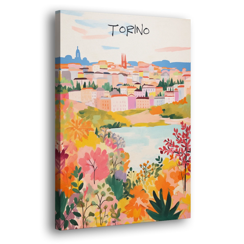Italy Art of Turin in Bloom - Canvas Wall Art - Side