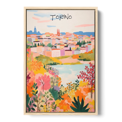Italy Art of Turin in Bloom - Oak Framed Canvas Wall Art - Front