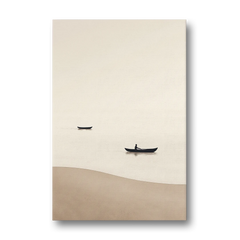 Ivory Wall Art with Two Boats Adrift - Canvas Wall Art - Front