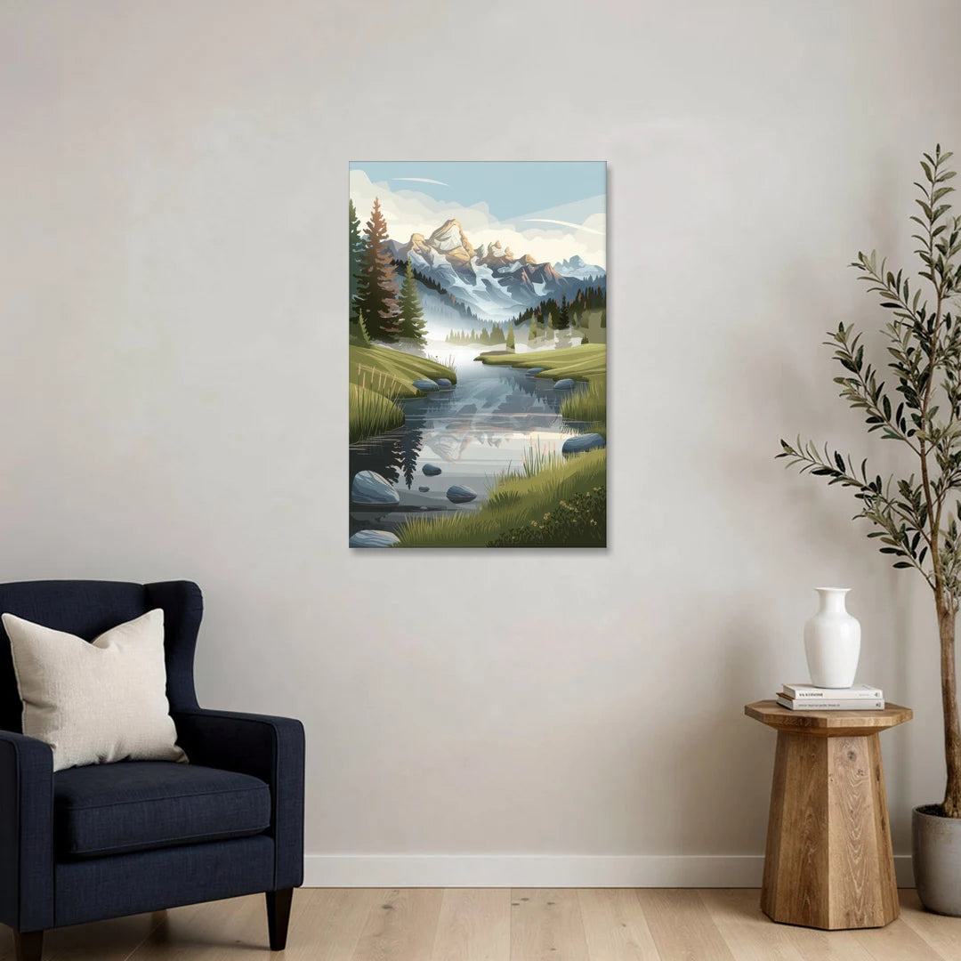 Jackson Hole Alpine Serenity - Canvas Wall Art - Sofa - 24x36
