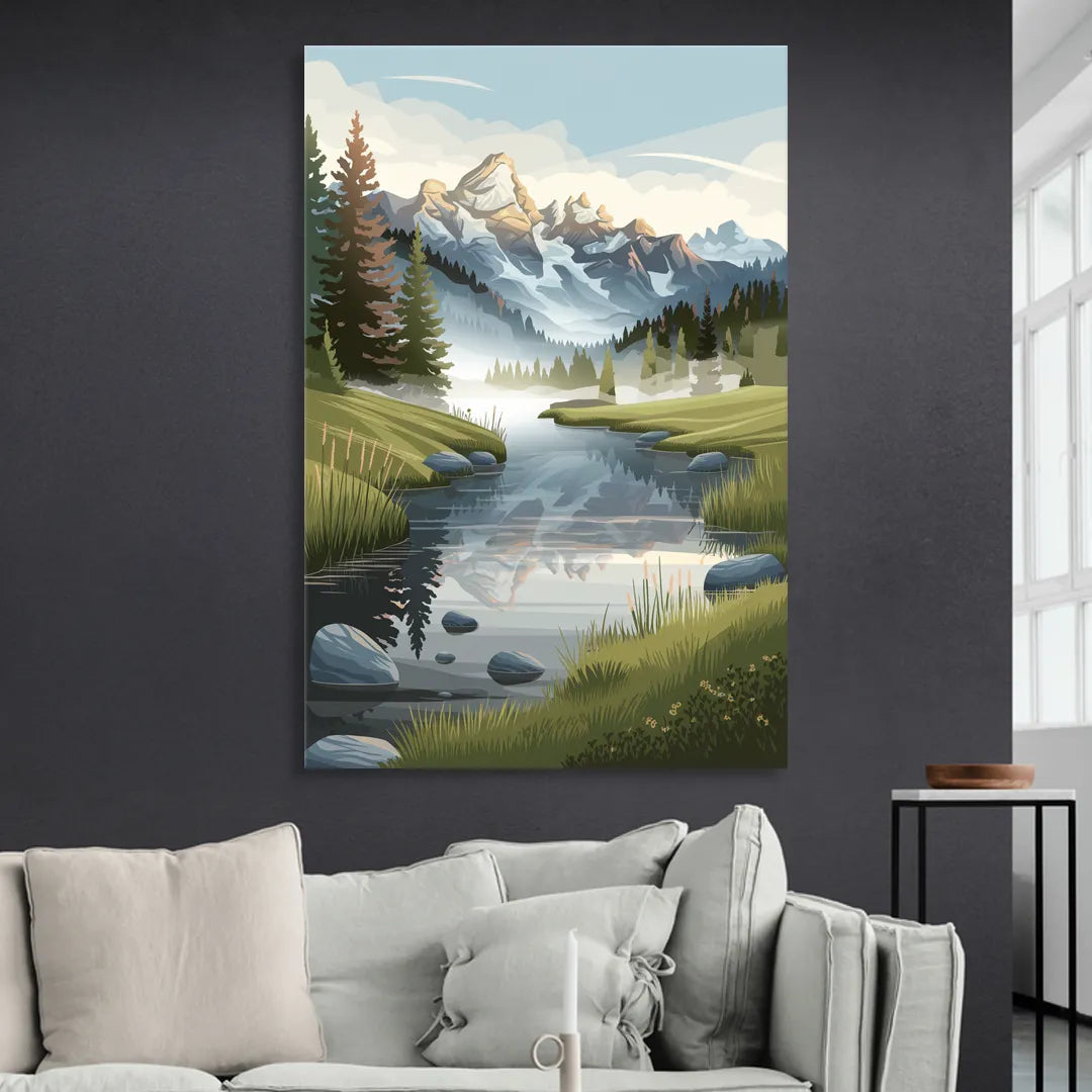 Jackson Hole Alpine Serenity Sitting Room - Canvas Wall Art