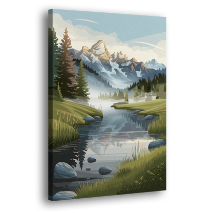 Jackson Hole Alpine Serenity Side - Canvas Wall Art