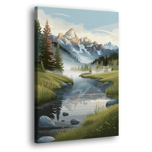 Jackson Hole Alpine Serenity Side - Canvas Wall Art