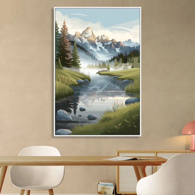 Jackson Hole Alpine Serenity Living Room - White Canvas Wall Art