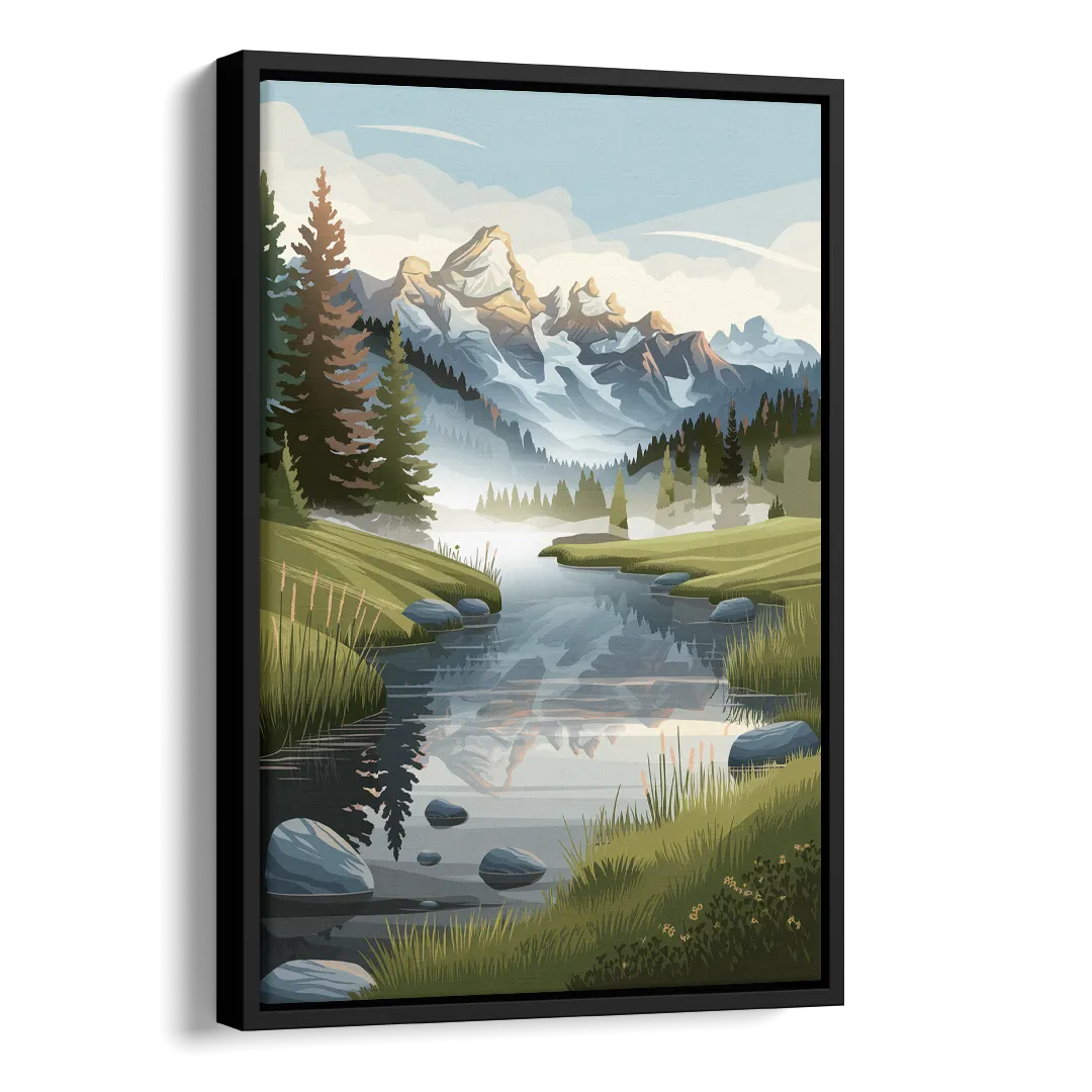 Jackson Hole Alpine Serenity Side - Black Canvas Wall Art
