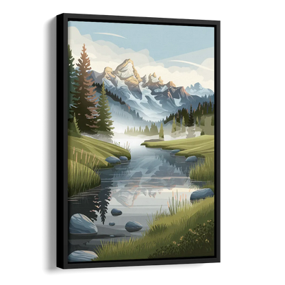 Jackson Hole Alpine Serenity Side - Black Canvas Wall Art
