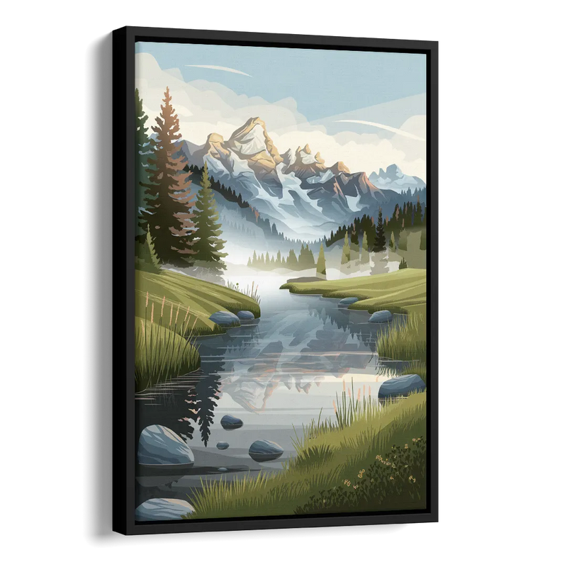 Jackson Hole Alpine Serenity Side - Black Canvas Wall Art