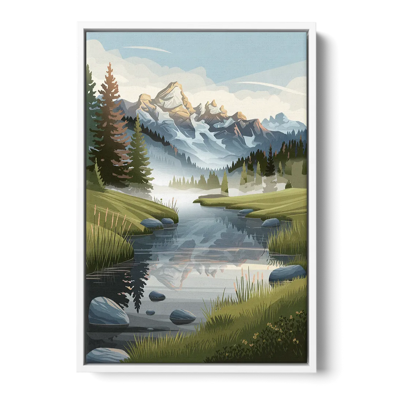 Jackson Hole Alpine Serenity Front - White Canvas Wall Art