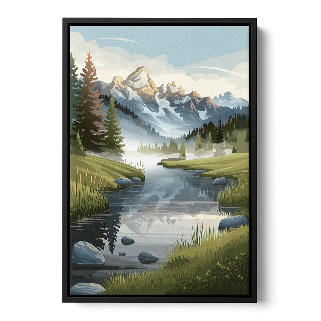 Jackson Hole Alpine Serenity Front - Black Canvas Wall Art