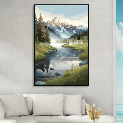 Jackson Hole Alpine Serenity Living Room - Black Canvas Wall Art
