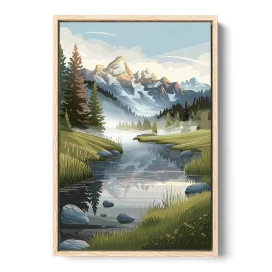 Jackson Hole Alpine Serenity - Oak Framed Canvas Wall Art - Front