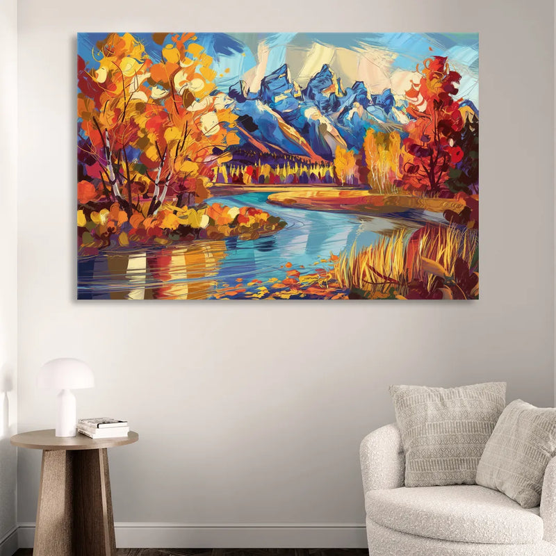 Jackson Hole Autumn Colors Living Room - Canvas Wall Art