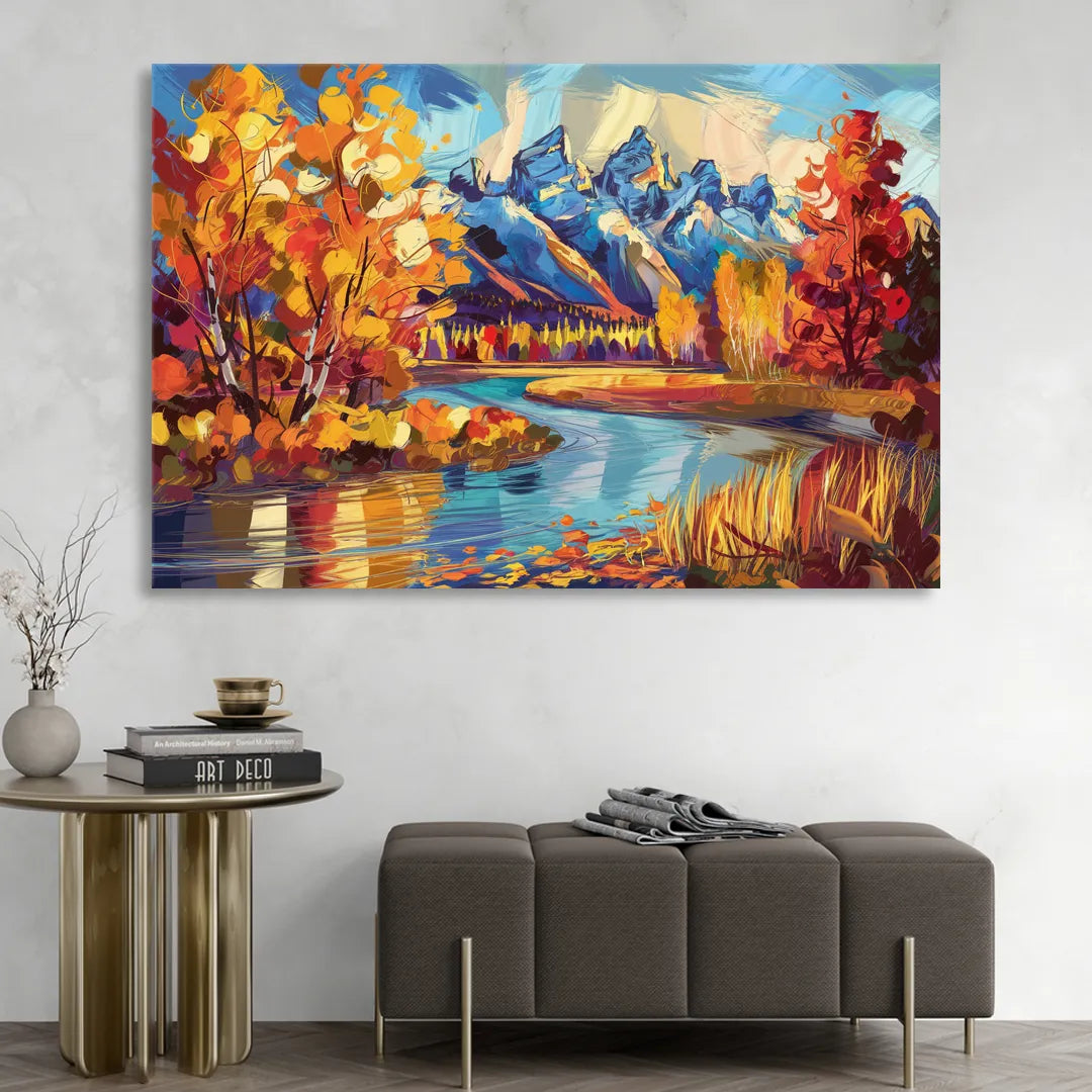 Jackson Hole Autumn Colors Sitting Room - Canvas Wall Art