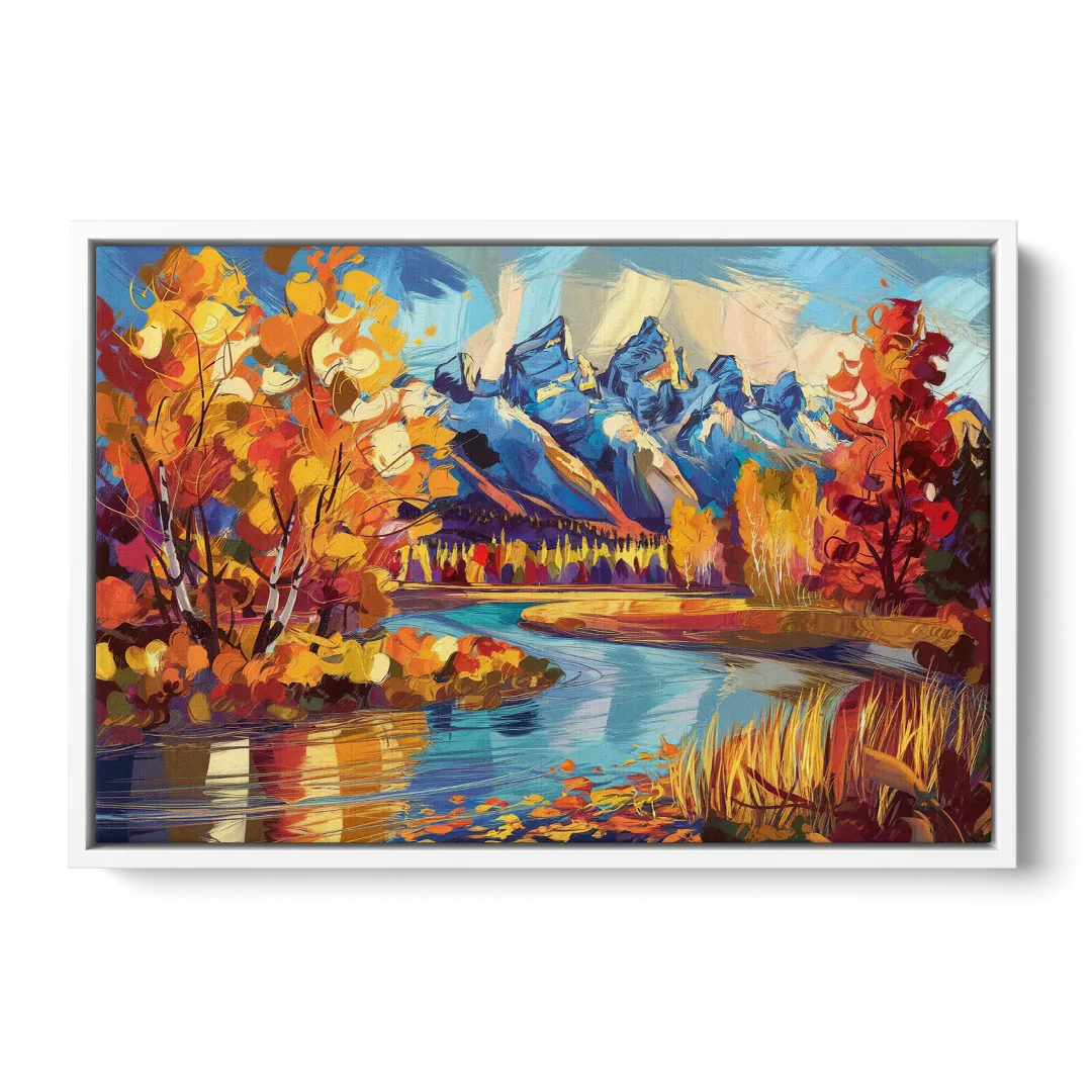 Jackson Hole Autumn Colors Front - White Canvas Wall Art