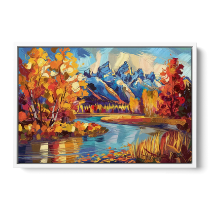 Jackson Hole Autumn Colors Front - White Canvas Wall Art
