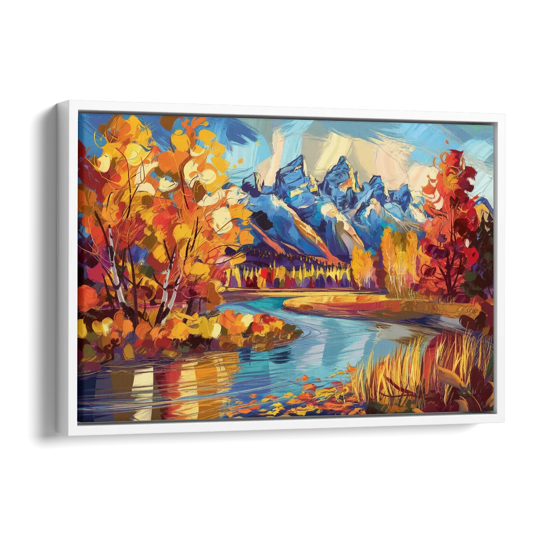 Jackson Hole Autumn Colors Side - White Canvas Wall Art