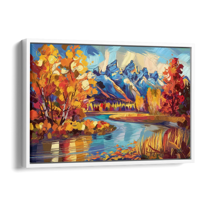 Jackson Hole Autumn Colors Side - White Canvas Wall Art