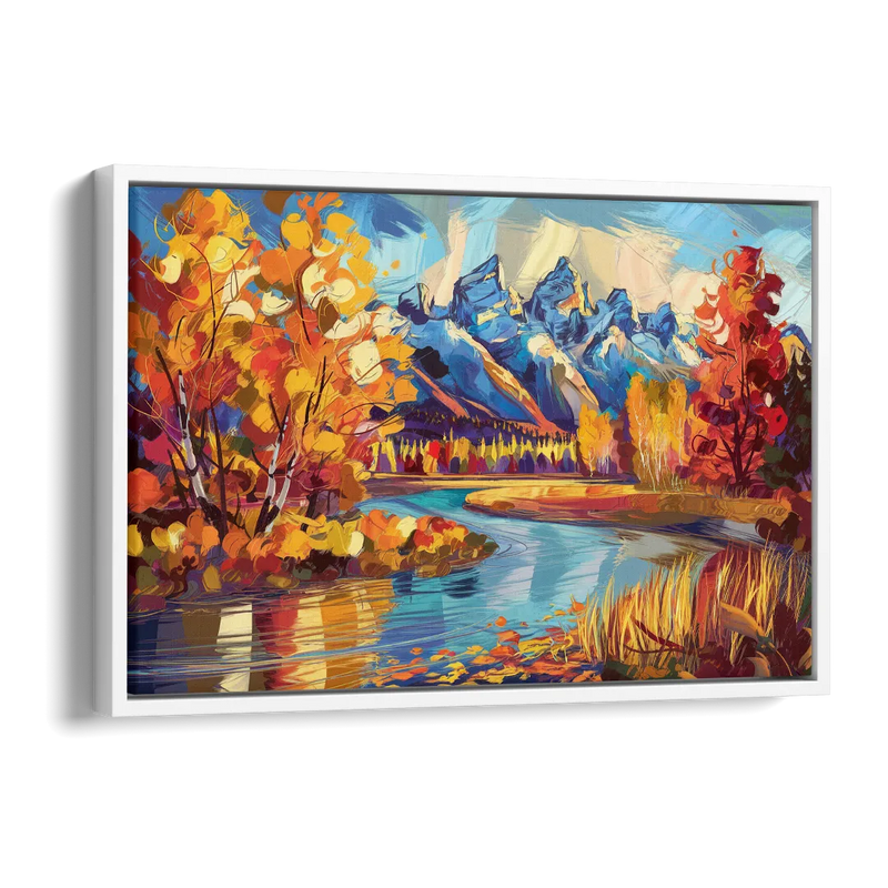 Jackson Hole Autumn Colors Side - White Canvas Wall Art