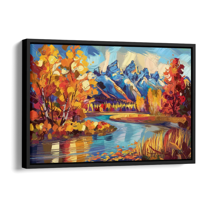 Jackson Hole Autumn Colors Side - Black Canvas Wall Art