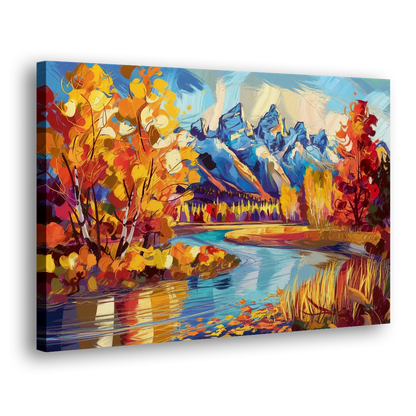 Jackson Hole Autumn Colors Side - Canvas Wall Art