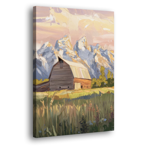 Jackson Hole Grand Teton Backdrop - Canvas Wall Art - Side