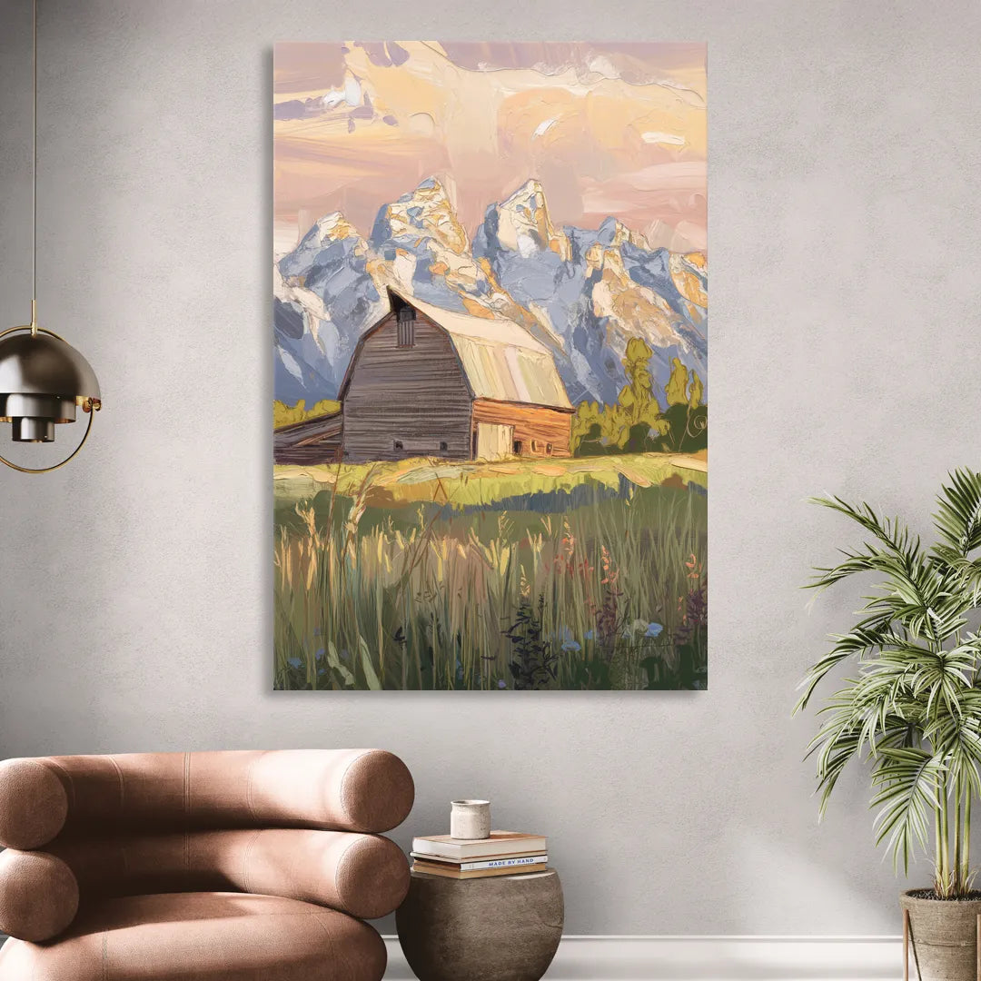 Jackson Hole Grand Teton Backdrop Sitting Room - Canvas Wall Art