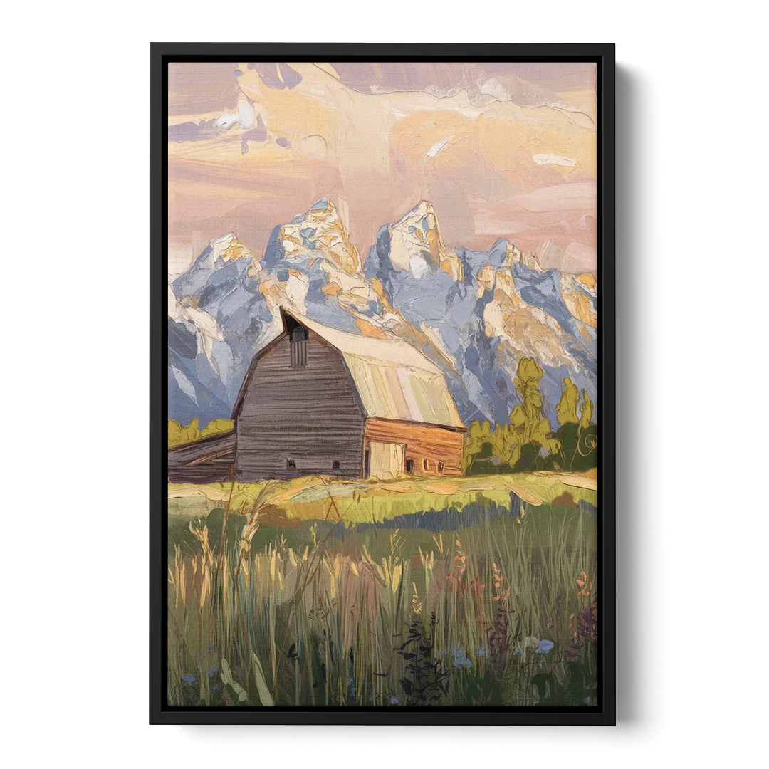 Jackson Hole Grand Teton Backdrop Front - Black Canvas Wall Art