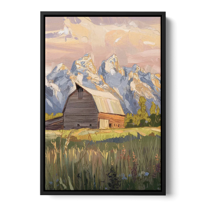 Jackson Hole Grand Teton Backdrop Front - Black Canvas Wall Art