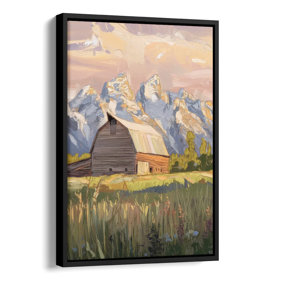 Jackson Hole Grand Teton Backdrop Side - Black Canvas Wall Art