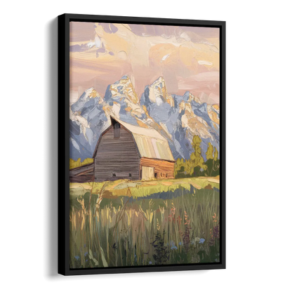 Jackson Hole Grand Teton Backdrop Side - Black Canvas Wall Art
