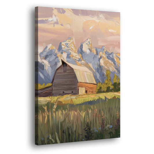 Jackson Hole Grand Teton Backdrop Side - Canvas Wall Art
