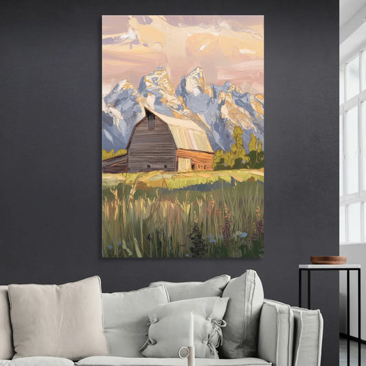 Jackson Hole Grand Teton Backdrop Living Room - Canvas Wall Art