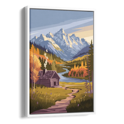 Jackson Hole Mountain Views Side - White Canvas Wall Art
