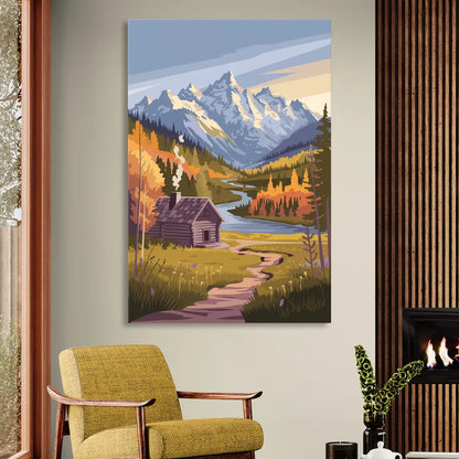 Jackson Hole Mountain Views Sitting Room - Canvas Wall Art