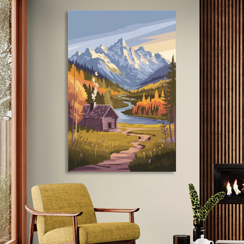 Jackson Hole Mountain Views Sitting Room - Canvas Wall Art