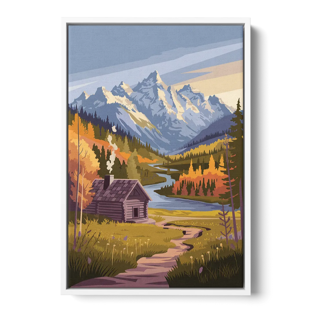 Jackson Hole Mountain Views Front - White Canvas Wall Art