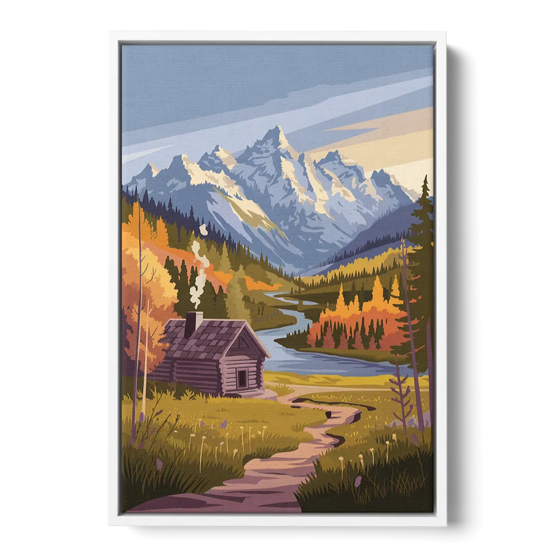 Jackson Hole Mountain Views Front - White Canvas Wall Art