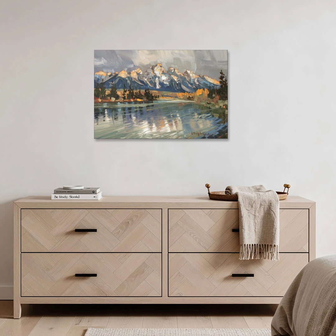 Jackson Hole River Reflection - Canvas Wall Art - Coffee Table - 36x24