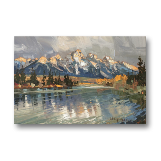 Jackson Hole River Reflection - Canvas Wall Art - Front