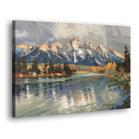 Jackson Hole River Reflection - Canvas Wall Art - Side