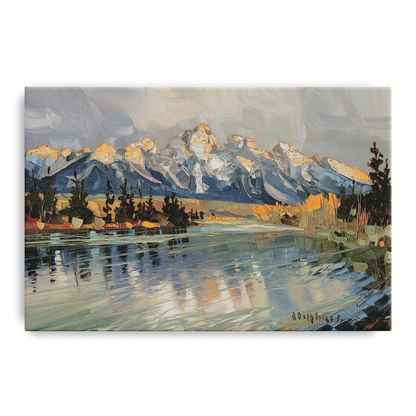 Jackson Hole River Reflection Front - Canvas Wall Art
