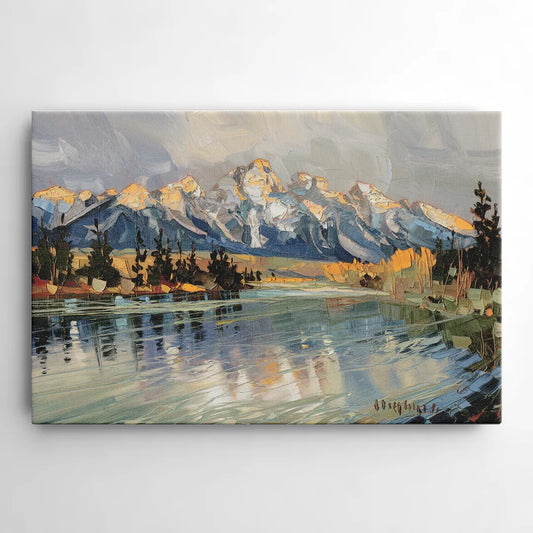 Jackson Hole River Reflection - Canvas Wall Art