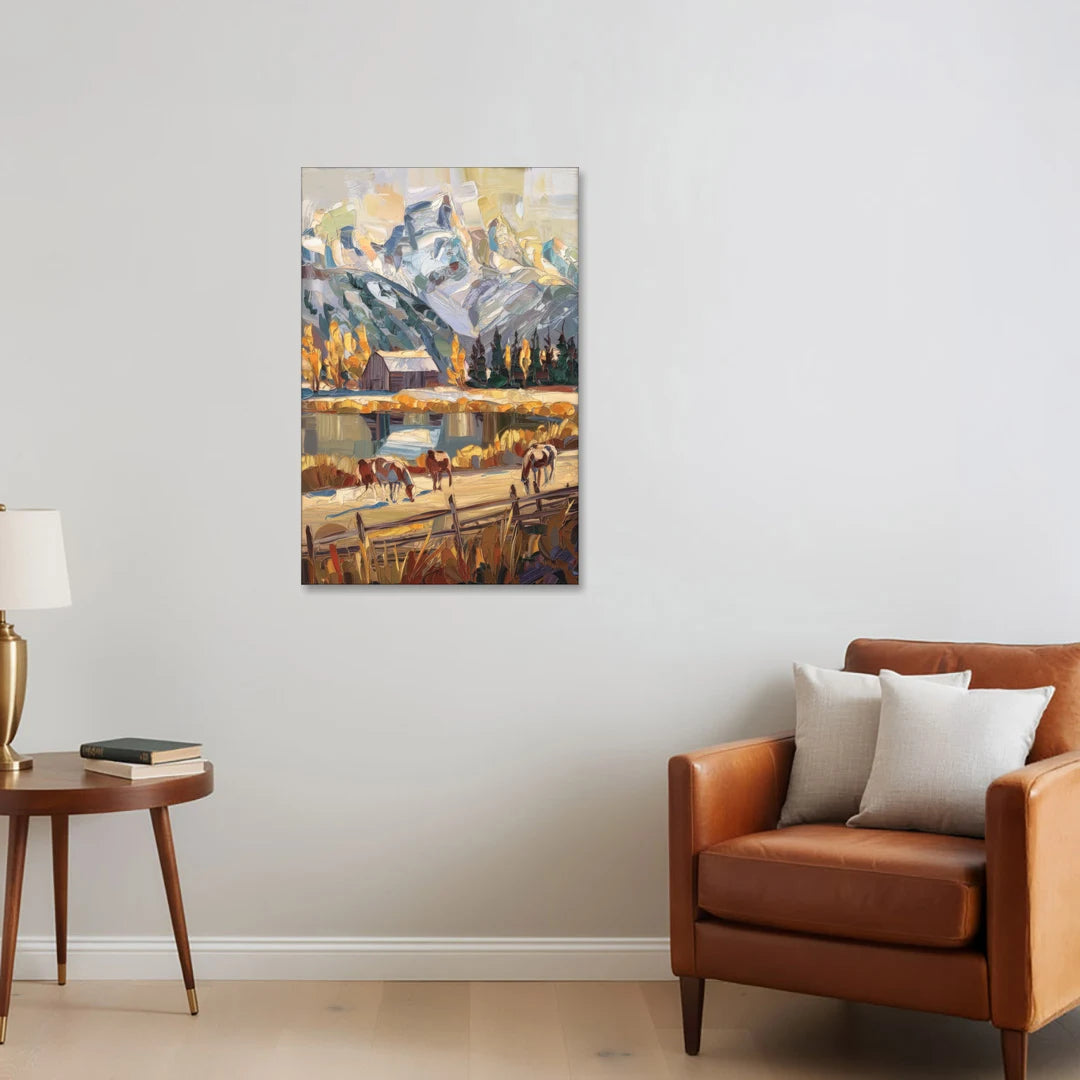Jackson Hole Rustic Charm - Canvas Wall Art - Sofa - 24x36