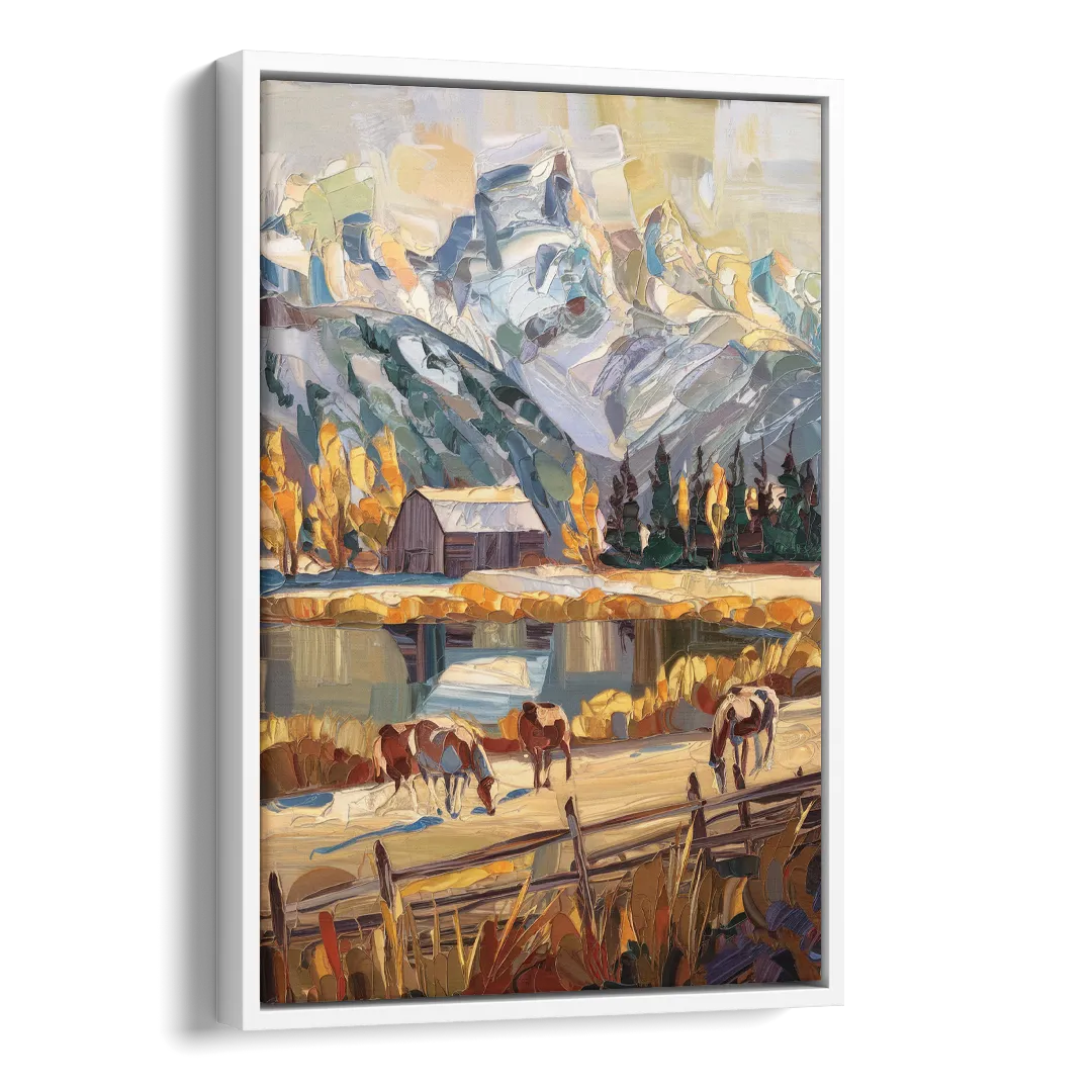 Jackson Hole Rustic Charm Side - White Canvas Wall Art