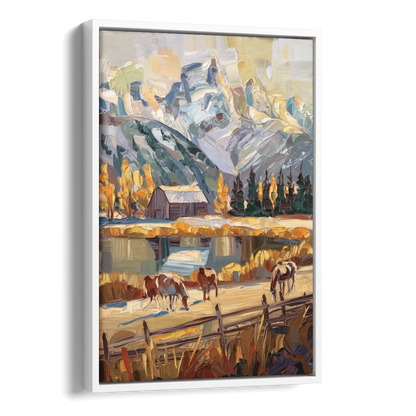Jackson Hole Rustic Charm Side - White Canvas Wall Art