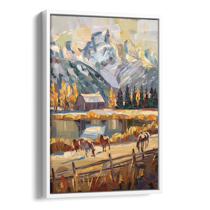 Jackson Hole Rustic Charm Side - White Canvas Wall Art