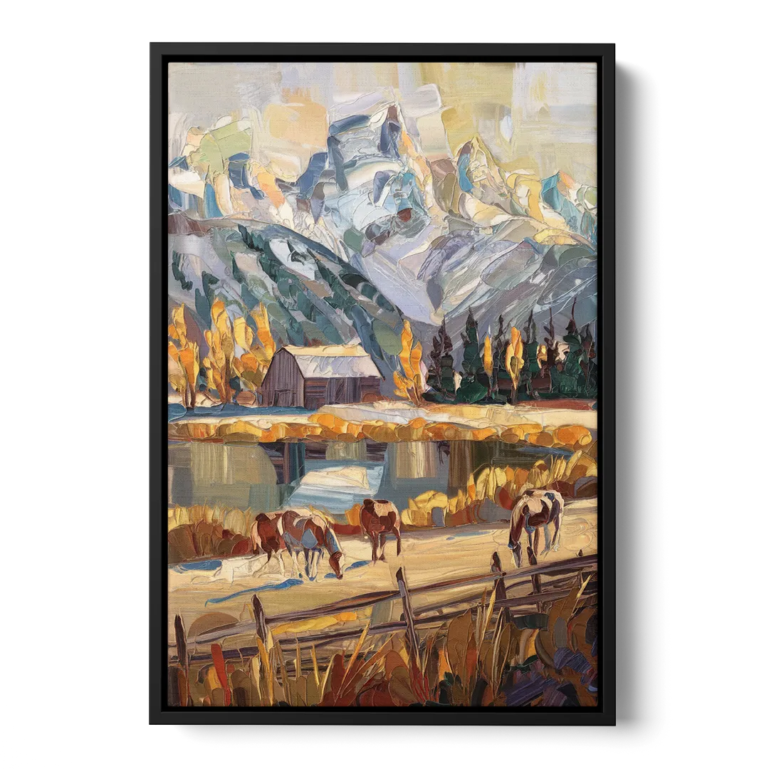 Jackson Hole Rustic Charm Front - Black Canvas Wall Art