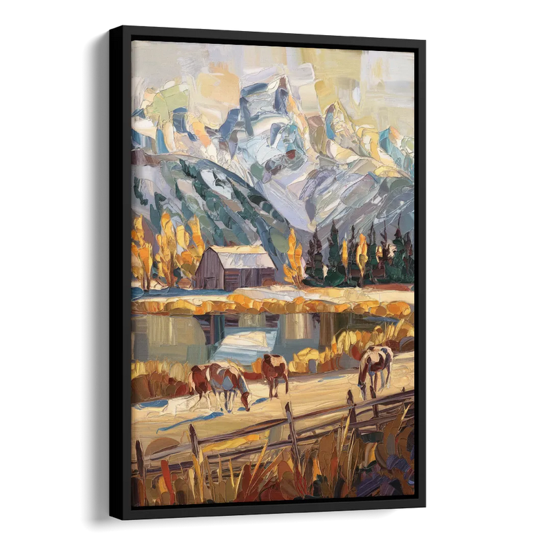 Jackson Hole Rustic Charm Side - Black Canvas Wall Art